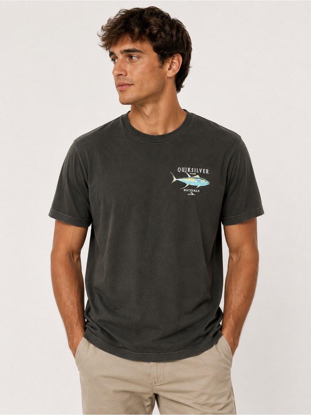 Quiksilver Graphic T Shirt Men’s Medium Black Surf Skate Logo Short Sleeve Tee